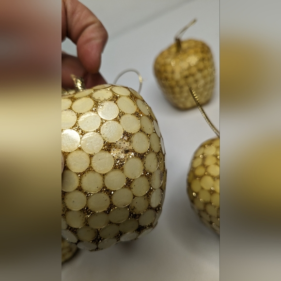 Christmas ornaments pale yellow/gold mosaic 1970's RARE! C11 - Picture 15 of 15